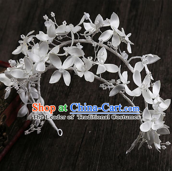 Top Grade Handmade Wedding Dragonfly Hair Accessories Bride Flowers Hair Clasp, Traditional Baroque Princess Crown Headband Headpiece for Women