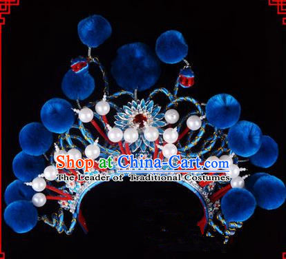 Traditional Chinese Ancient Peking Opera Accessories Madam White Snake Hat, Traditional Chinese Beijing Opera Hua tan Diva Headwear Crown