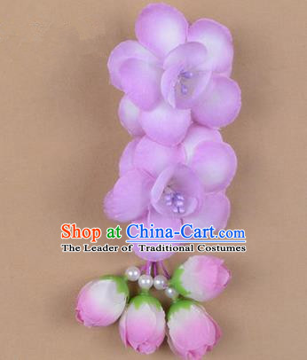 Chinese Ancient Peking Opera Hair Accessories Diva Temple Lilac Flowers Hairpins, Traditional Chinese Beijing Opera Princess Hua Tan Hair Clasp Head-ornaments