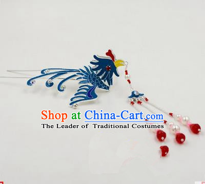 Top Grade Chinese Ancient Peking Opera Hair Accessories Diva Hairpins Phoenix Step Shake, Traditional Chinese Beijing Opera Hua Tan Hair Clasp Head-ornaments