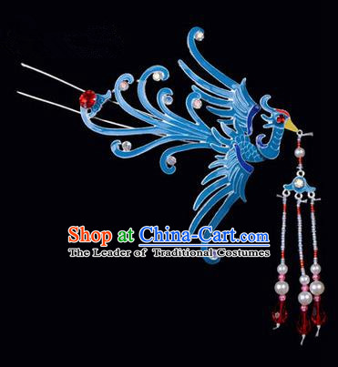 Top Grade Chinese Ancient Peking Opera Hair Accessories Diva Hairpins Phoenix Tassel Step Shake, Traditional Chinese Beijing Opera Hua Tan Hair Clasp Head-ornaments