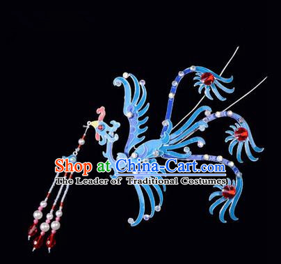 Top Grade Chinese Ancient Peking Opera Hair Accessories Diva Phoenix Hairpins Step Shake, Traditional Chinese Beijing Opera Hua Tan Hair Clasp Head-ornaments