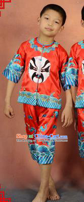 Traditional Chinese Beijing Opera Children Clothing, China Peking Opera Facial Makeup Costumes for Kids