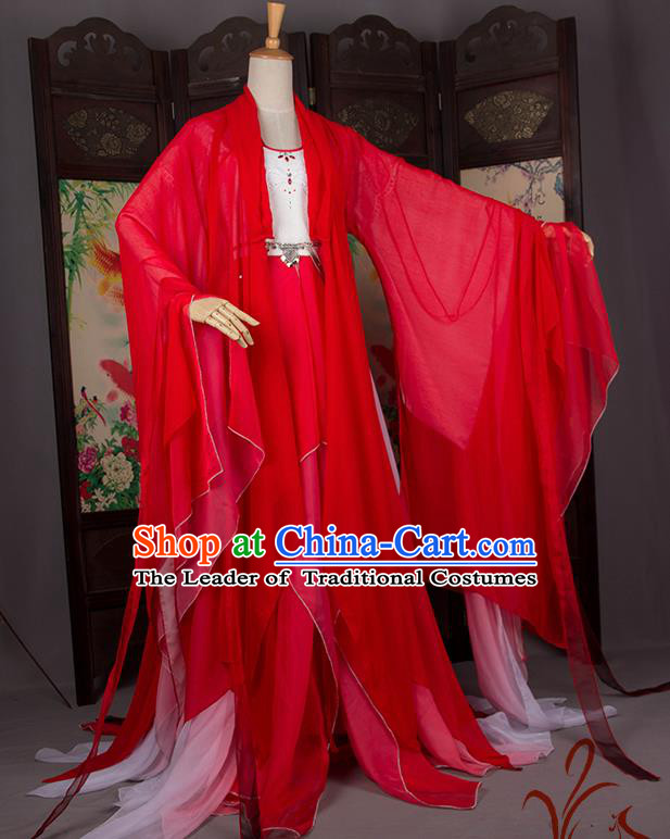 Traditional Chinese Han Dynasty Palace Princess Costume, Elegant Hanfu Cosplay Peri Clothing Ancient Chinese Imperial Consort Dance Dress for Women