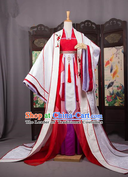 Traditional Chinese Han Dynasty Imperial Princess Costume, Elegant Hanfu Cosplay Peri Clothing Ancient Chinese Infanta Dance Dress for Women