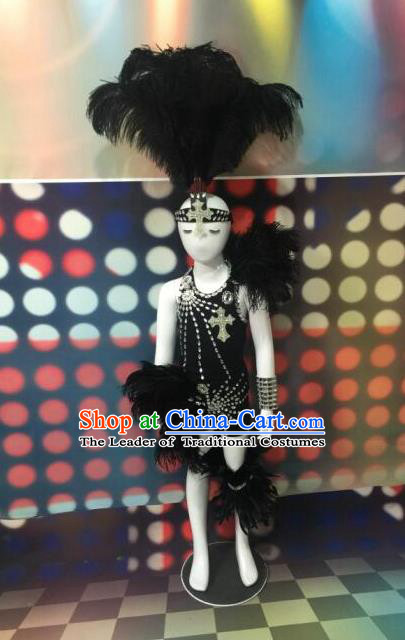 Top Grade Compere Professional Performance Catwalks Black Feather
