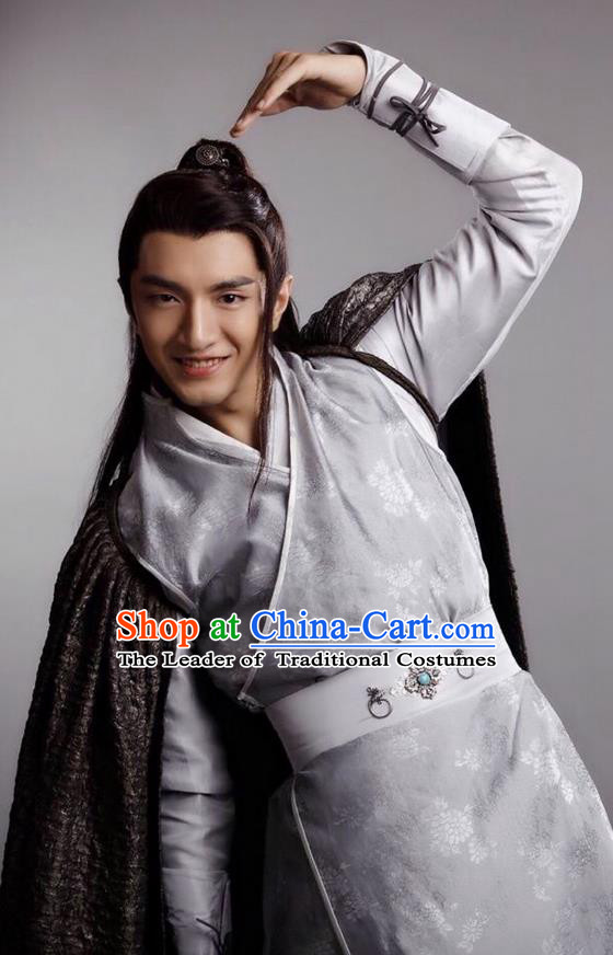 Traditional Ancient Chinese Young Man Costume and Headpiece Complete Set, Princess Agents Chinese Southern and Northern Prince Robe Clothing