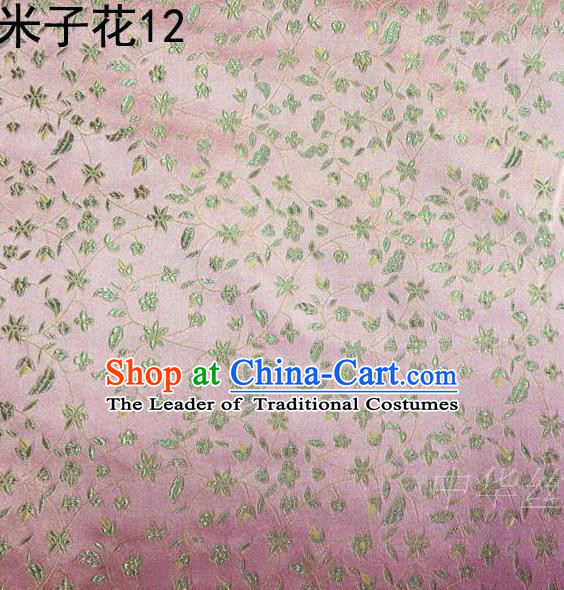 Asian Chinese Traditional Embroidered Shivering Floral Pink Satin Silk Fabric, Top Grade Brocade Tang Suit Hanfu Princess Dress Fabric Cheongsam Cloth Material