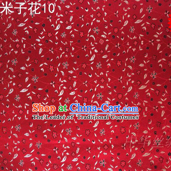 Asian Chinese Traditional Embroidered Shivering Floral Red Satin Silk Fabric, Top Grade Brocade Tang Suit Hanfu Princess Dress Fabric Cheongsam Cloth Material