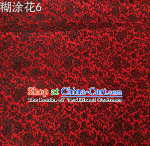 Asian Chinese Traditional Embroidering Flower Red Xiuhe Suit Satin Thangka Silk Fabric, Top Grade Brocade Tang Suit Hanfu Dress Fabric Cheongsam Cloth Material