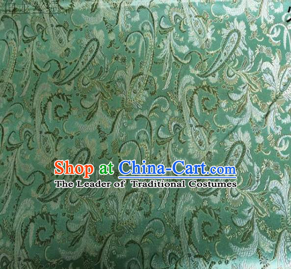 Asian Chinese Traditional Handmade Embroidery Ham Flowers Satin Wedding Silk Fabric, Top Grade Nanjing Brocade Tang Suit Hanfu Fabric Cheongsam Green Cloth Material