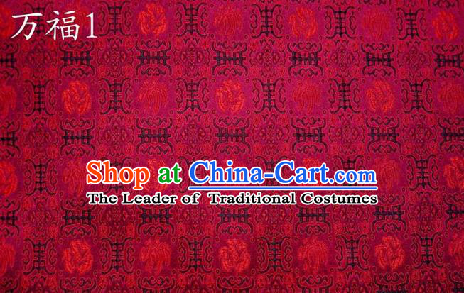 Traditional Asian Chinese Handmade Embroidery Flowers Satin Red Silk Fabric, Top Grade Nanjing Brocade Tang Suit Hanfu Clothing Fabric Cheongsam Cloth Material