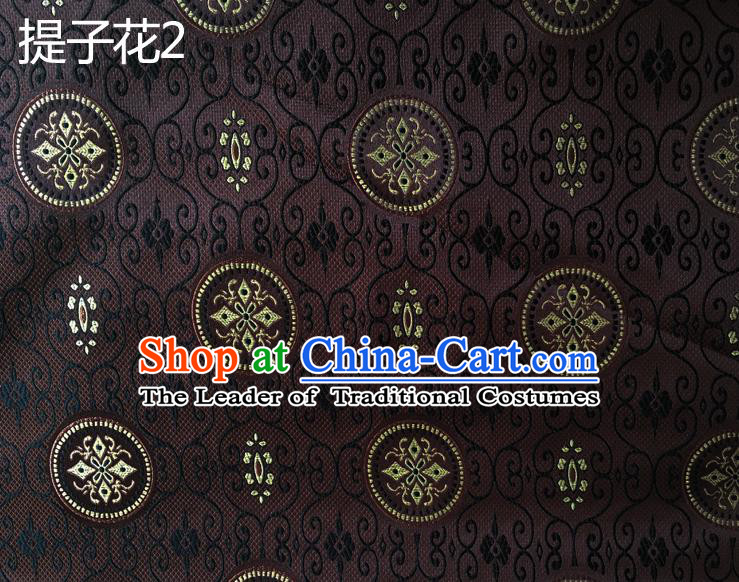 Traditional Asian Chinese Handmade Embroidery Raisins Flowers Silk Satin Tang Suit Brown Fabric Drapery, Nanjing Brocade Ancient Costume Hanfu Cheongsam Cloth Material