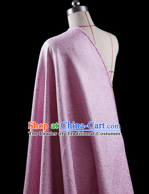 Traditional Asian Chinese Handmade Embroidery Jacquard Weave Coat Silk Tapestry Pink Fabric Drapery, Top Grade Nanjing Brocade Ancient Costume Cheongsam Cloth Material