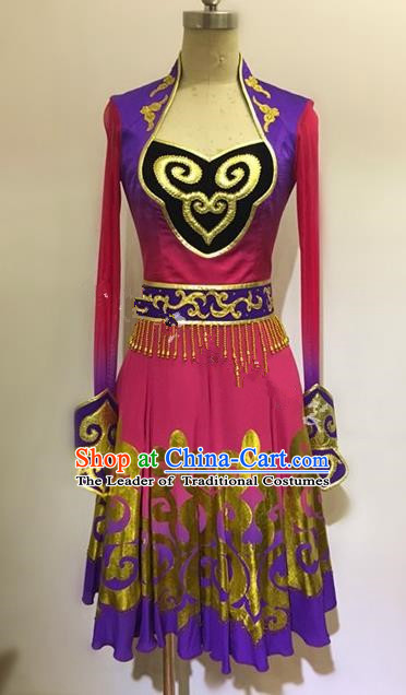 Traditional Chinese Uyghur Nationality Dance Clothing, Chinese Minority Nationality Uigurian Dance Dress Costume for Women