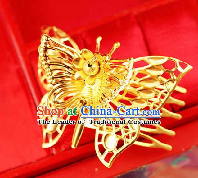 Chinese Ancient Style Hair Jewelry Accessories Wedding Hair Comb, Hanfu Xiuhe Suits Bride Handmade Hairpins for Women