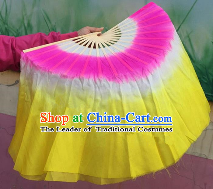 Pure Silk Traditional Chinese Fans Oriental Fan Folk Dance Dance Ribbons Cultural Yangko Hand Fan