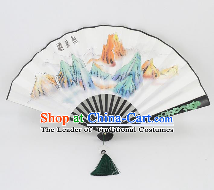 Traditional Chinese Crafts Landscape Painting Folding Fan China Fan Imperial Consort Fans for Women