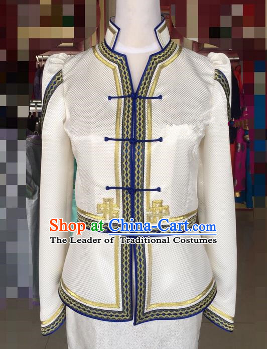 Traditional Chinese Mongol Nationality Dance Costume Handmade Mongolian Blouse, China Mongolian Minority Nationality Clothing for Women