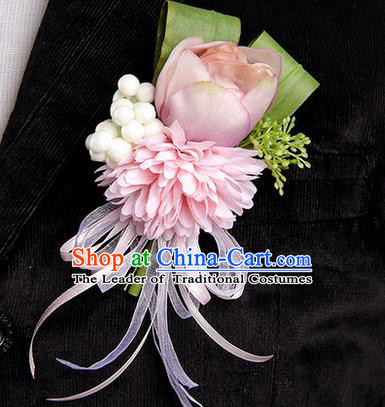 Top Grade Classical Wedding Champagne Silk Tulipa Flowers,Groom Emulational Corsage Groomsman Brooch Flowers for Men