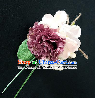 Top Grade Classical Wedding Silk Flowers,Emulational Corsage Bride Dusty Pink Brooch Flowers for Women