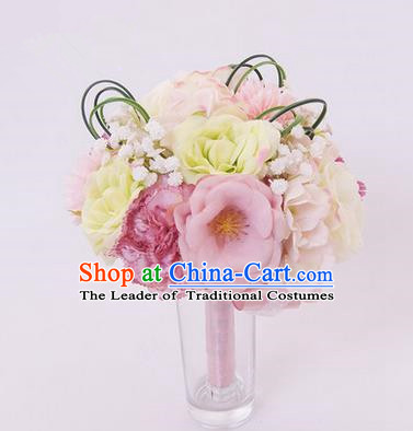 Top Grade Classical Wedding Silk Flowers, Bride Holding Emulational Flowers, Hand Tied Bouquet Flowers for Women