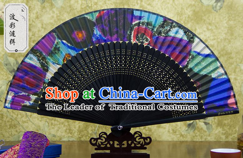 Traditional Chinese Crafts Colorful Folding Fan, China Sensu Silk Fan Hanfu Fans for Women