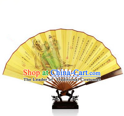 Traditional Chinese Handmade Crafts Folding Fan, China Classical Hand Painting Silk Sensu Door Frame Fan Hanfu Fans for Men