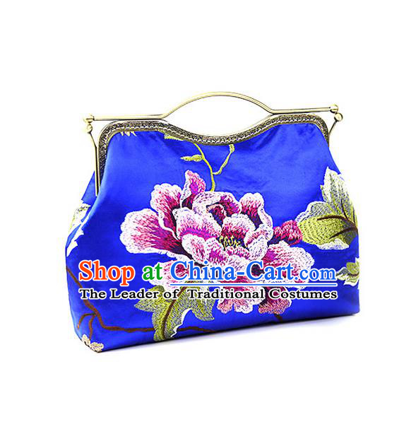 Traditional Chinese Accessories National Embroidery Blue Bags, China Shell Bag Handbag for Women