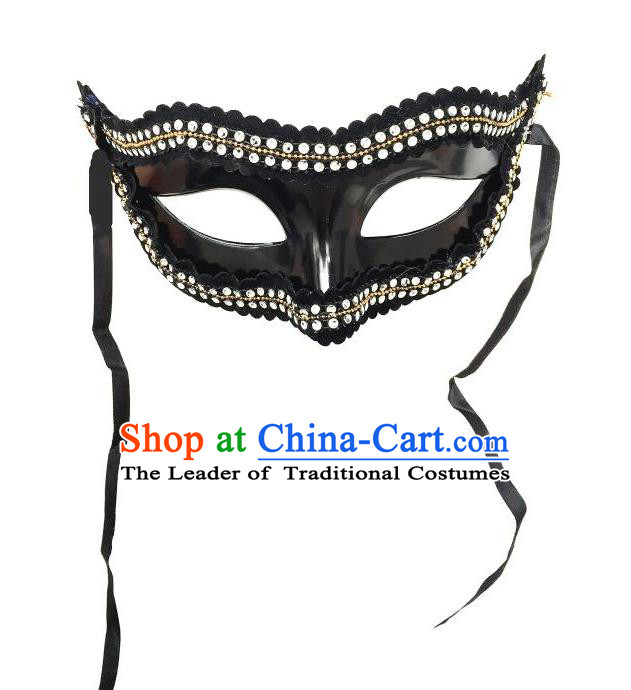 Top Grade Halloween Masquerade Ceremonial Occasions Handmade Model Show Crystal Mask Headwear, Brazilian Carnival Mask for Men