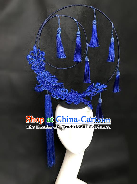 Top Grade Chinese Theatrical Headdress Ornamental Flowers Floral Hair Accessories, Ceremonial Occasions Handmade Traditional Tassel Headdress for Women