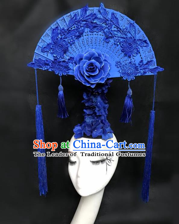 Top Grade Chinese Theatrical Headdress Ornamental Flowers Floral Hair Accessories Headwear, Ceremonial Occasions Handmade Traditional Manchu Headdress for Women