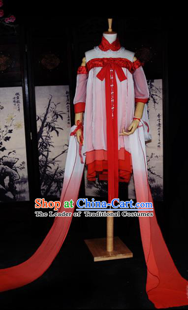 Chinese Ancient Cosplay Tang Dynasty Dunhuang Flying Apsaras Dance Dress, Chinese Traditional Hanfu Clothing Chinese Fairy Costume for Women