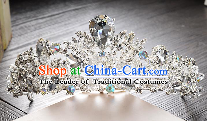 Top Grade Handmade Chinese Classical Hair Accessories Baroque Style Crystal Royal Crown, Hair Sticks Hair Jewellery Hair Clasp for Women