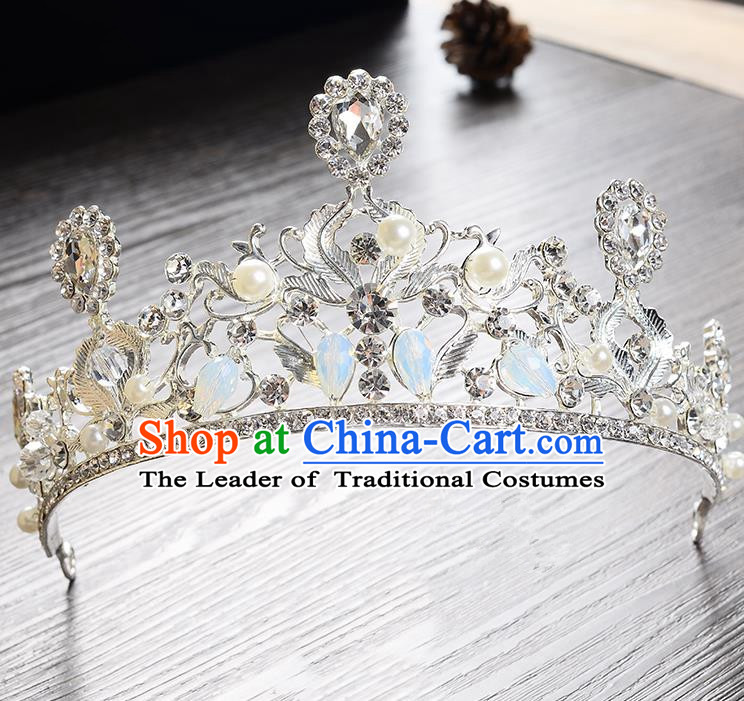 Top Grade Handmade Chinese Classical Hair Accessories Baroque Style Headband Opal Princess Royal Crown, Hair Sticks Hair Jewellery Hair Clasp for Women