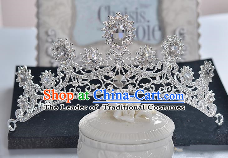 Top Grade Handmade Chinese Classical Hair Accessories Baroque Style Crystal Princess Royal Crown, Hair Sticks Hair Jewellery Hair Clasp for Women