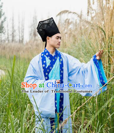 Traditional Chinese Han Dynasty Nobility Childe Hanfu Costume Long Robe, China Ancient Scholar Clothing for Men