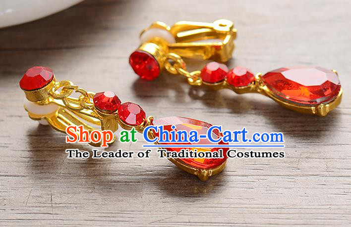 Top Grade Handmade Chinese Classical Jewelry Accessories Baroque Style Wedding Red Crystal Earrings Bride Eardrop for Women