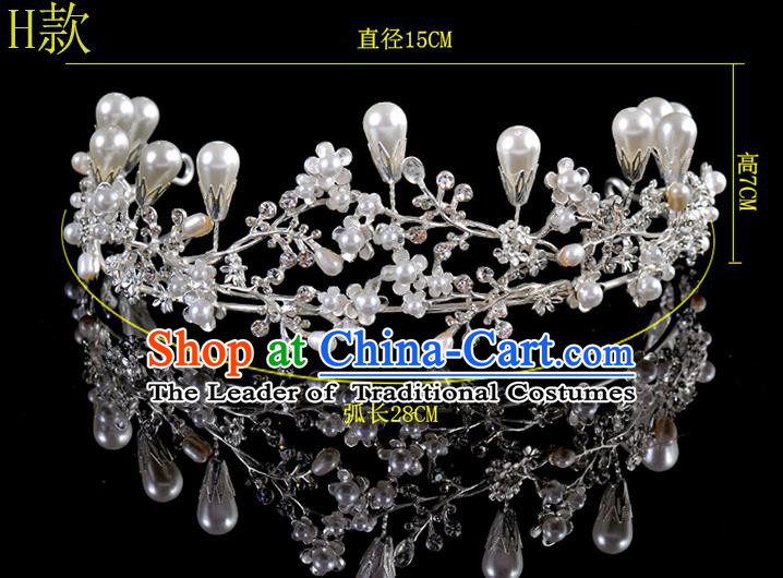 Top Grade Handmade Chinese Classical Hair Accessories Baroque Style Pearls Princess Wedding Royal Crown, Bride Hair Sticks Hair Jewellery Hair Coronet for Women