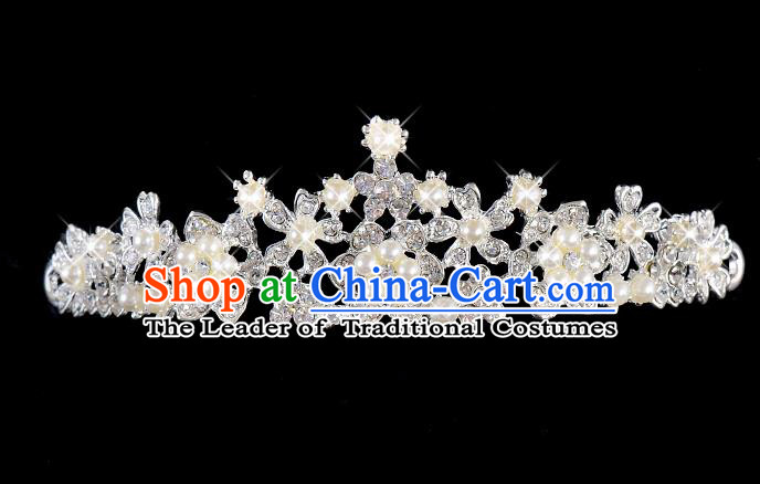 Top Grade Handmade Chinese Classical Hair Accessories Baroque Style Wedding Queen Crystal Pearls Royal Crown, Bride Hair Kether Jewellery Hair Clasp for Women