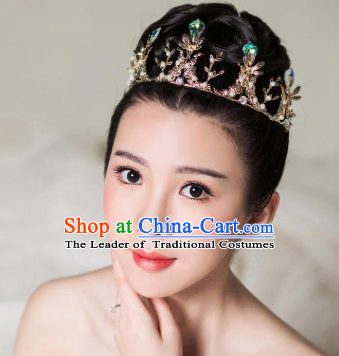 Top Grade Handmade Hair Accessories Baroque Style Wedding Crystal Royal Crown, Bride Princess Hair Kether Jewellery Imperial Crown for Women