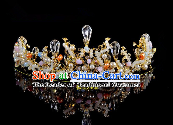 Top Grade Handmade Hair Accessories Baroque Style Palace Princess Wedding Crystal Vintage Royal Crown, Bride Hair Kether Jewellery Imperial Crown for Women