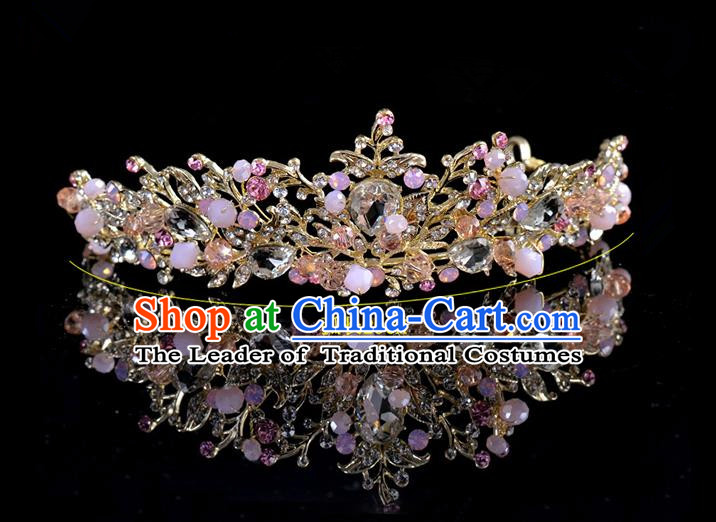 Top Grade Handmade Chinese Classical Hair Accessories Princess Wedding Pink Lace Flower Hair Clasp Hair Stick Headband Bride Headwear for Women