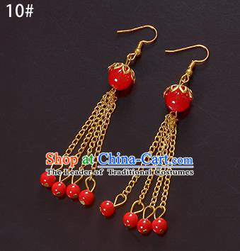 Top Grade Handmade Chinese Classical Jewelry Accessories Xiuhe Suit Wedding Ancient Costume Red Beads Tassel Earrings Bride Hanfu Eardrop for Women