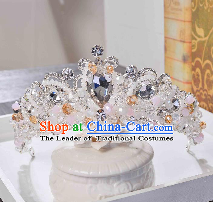 Top Grade Handmade Hair Accessories Baroque Luxury Crystal Beads Royal Crown, Bride Wedding Hair Kether Jewellery Princess Imperial Crown for Women