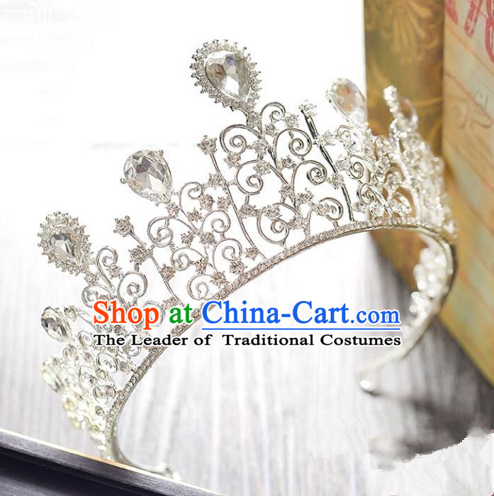 Top Grade Handmade Hair Accessories Baroque Style Princess Crystal Vintage Royal Crown, Bride Wedding Hair Kether Jewellery Imperial Crown for Women