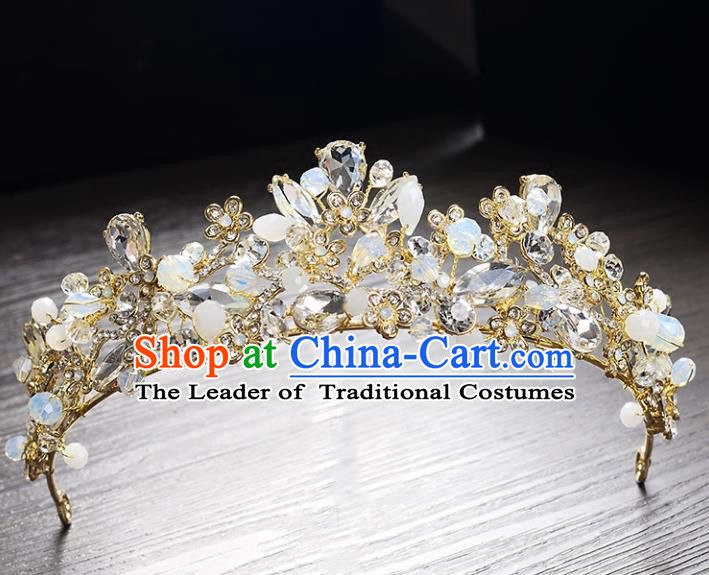 Top Grade Handmade Hair Accessories Baroque Style Princess Crystal Opal Vintage Royal Crown, Bride Wedding Hair Kether Jewellery Imperial Crown for Women