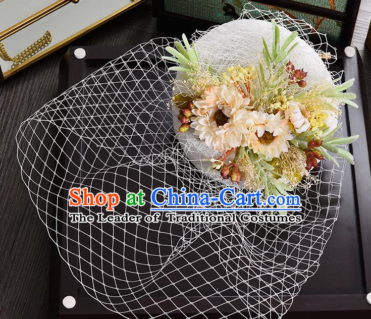 Top Grade Handmade Chinese Classical Hair Accessories Princess Wedding Baroque Headwear Flowers Hat Bride Top Hat for Women