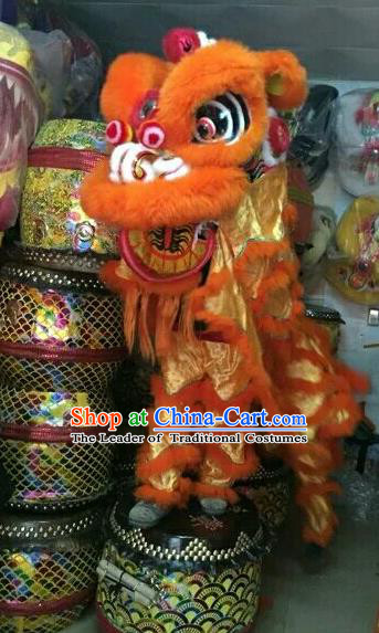 World Lion Dance Competition Orange Fur Lion Head Lion Dance Costumes Complete Set for Adult