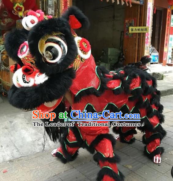 World Lion Dance Competition Black Fur Lion Head Lion Dance Double Person Costumes for Adult